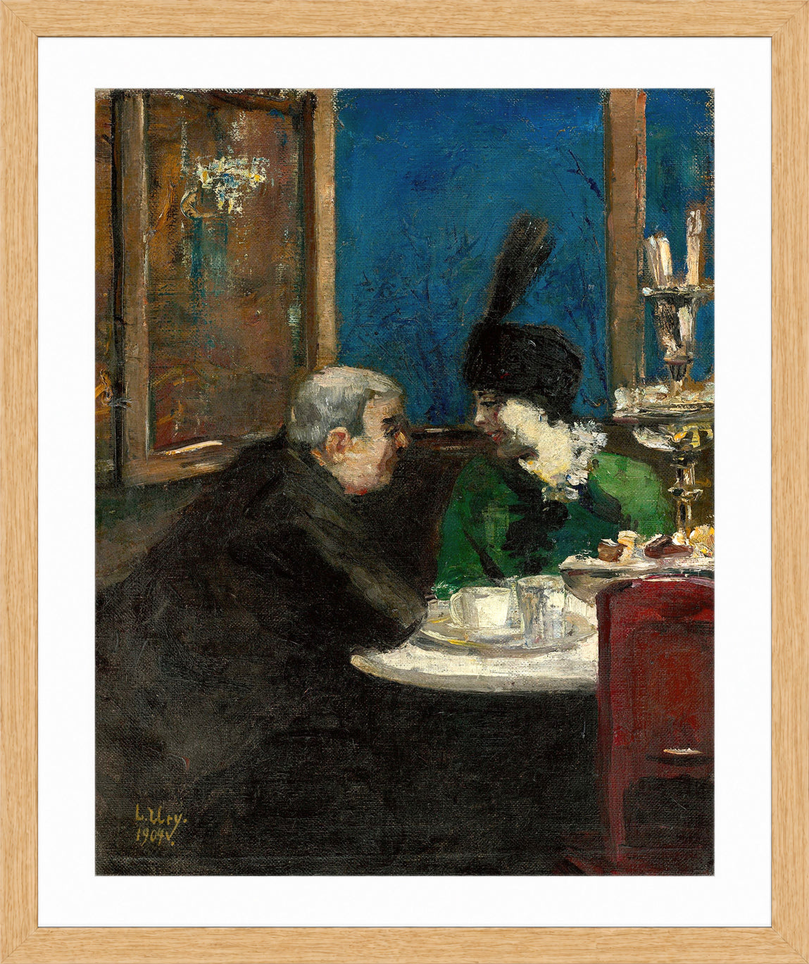 In Café Victoria, Berlin (1904) by Lesser Ury — oak frame