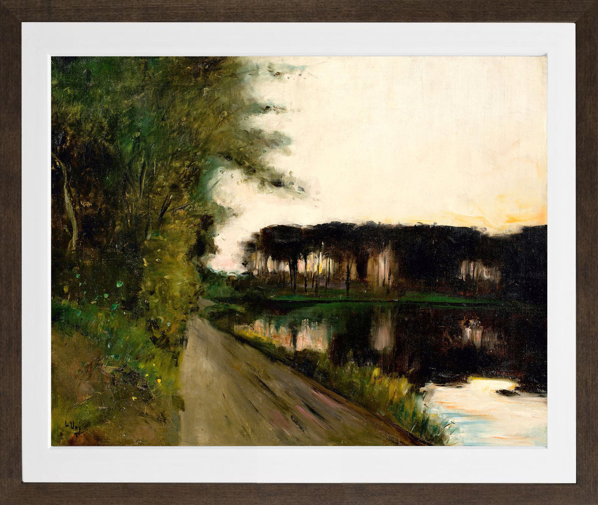 Lake in Brandenburg (c. 1905–1910) by Lesser Ury — brown frame
