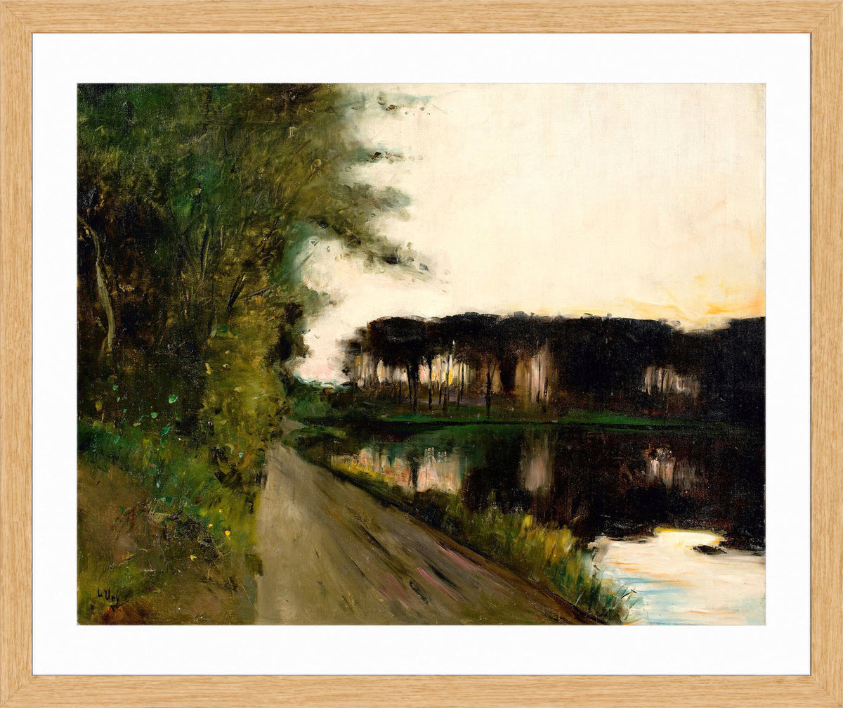Lake in Brandenburg (c. 1905–1910) by Lesser Ury — oak frame