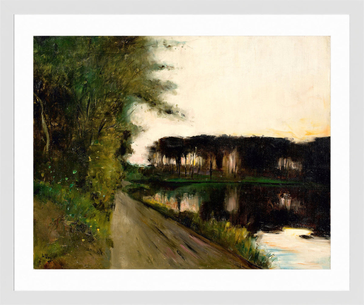 Lake in Brandenburg (c. 1905–1910) by Lesser Ury — white frame