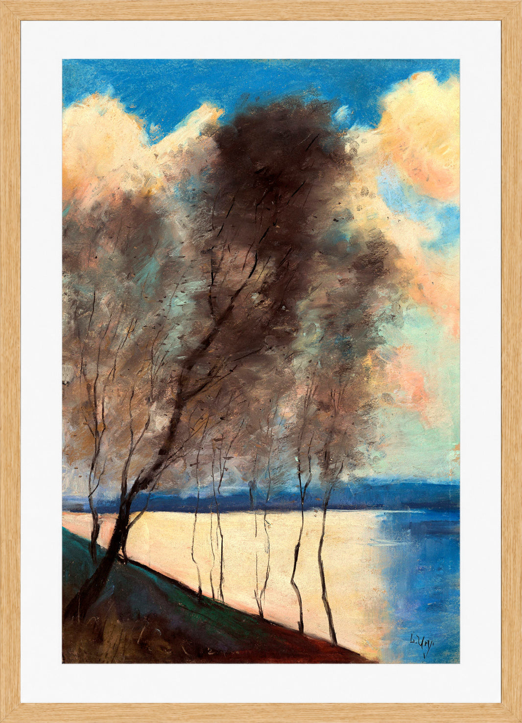 A View in the Grunewald (c. 1900) by Lesser Ury — oak frame
