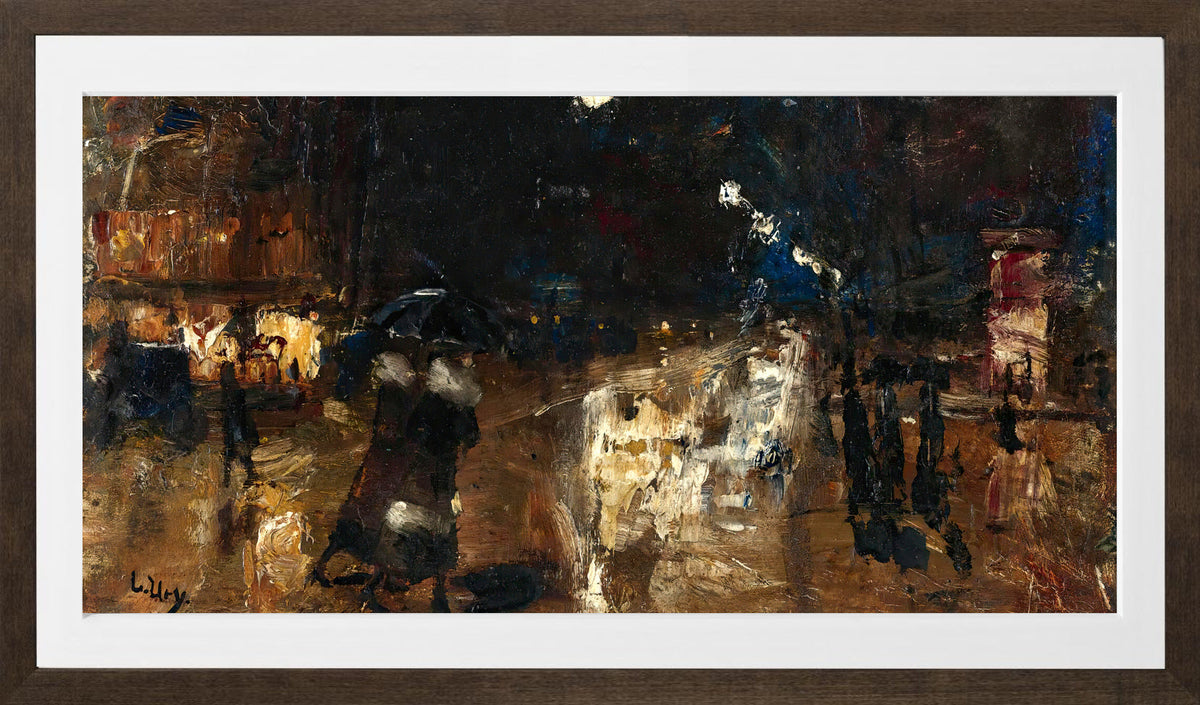Rainy Street by Lesser Ury — brown frame
