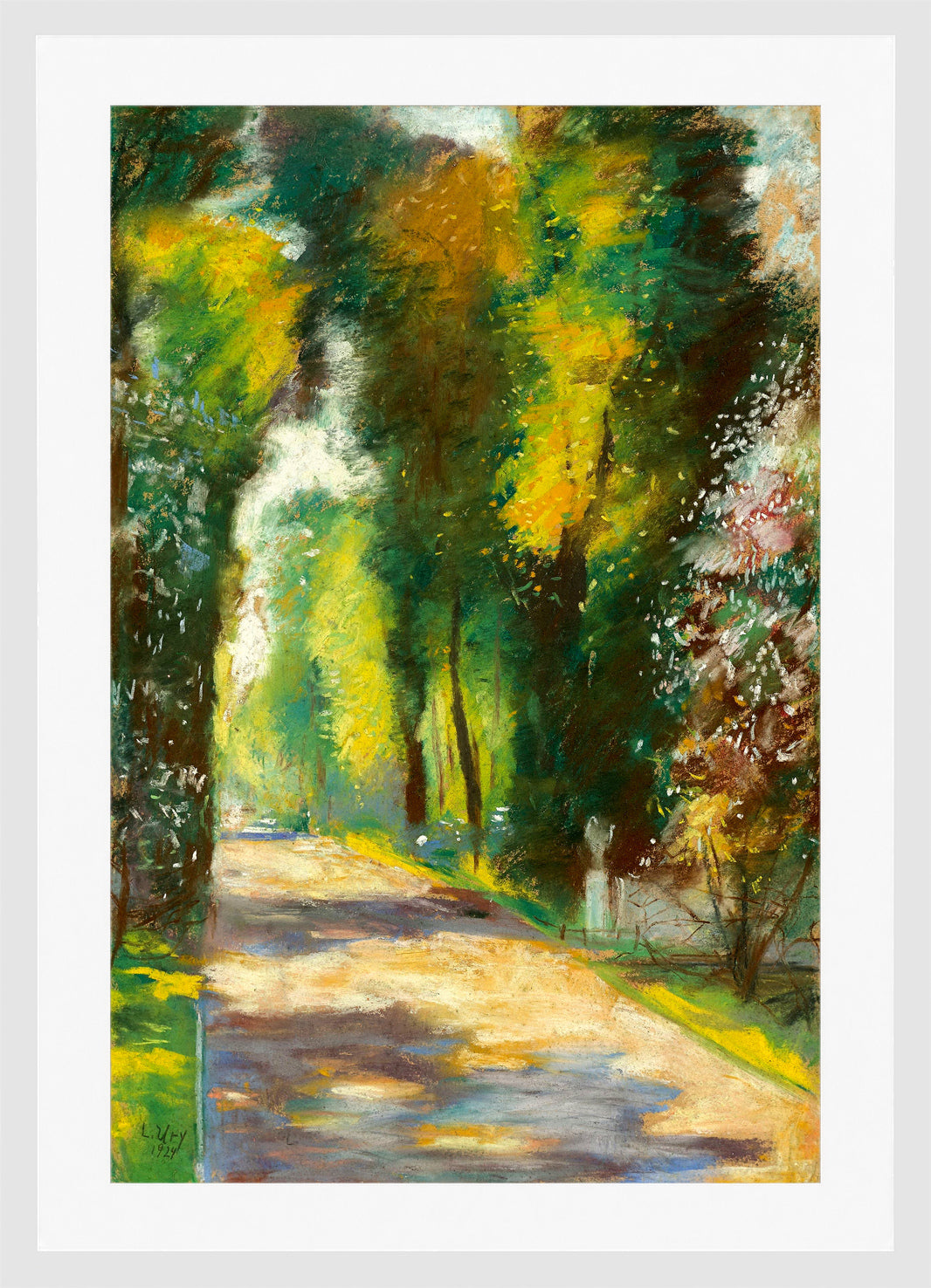 Sunny Park Path (1924) by Lesser Ury — white frame