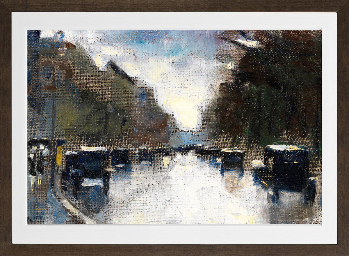 Street in the Tiergarten (1920) by Lesser Ury — brown frame