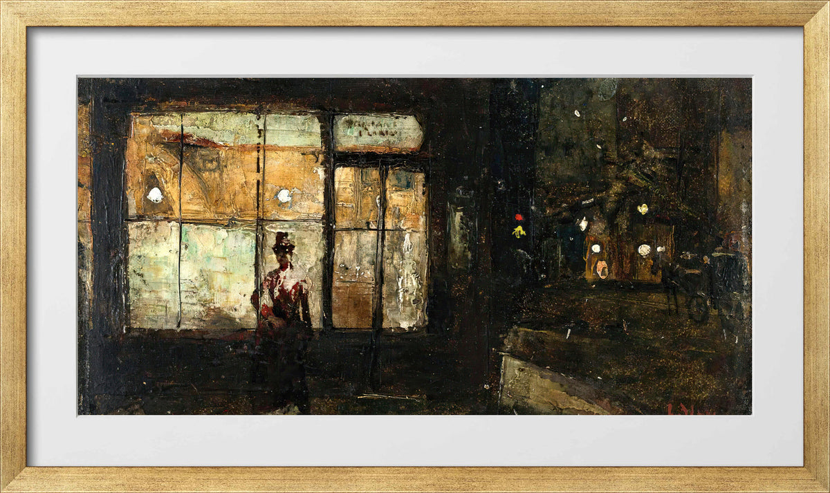 The Illuminated Shop Window at Night (1881) by Lesser Ury — gold frame