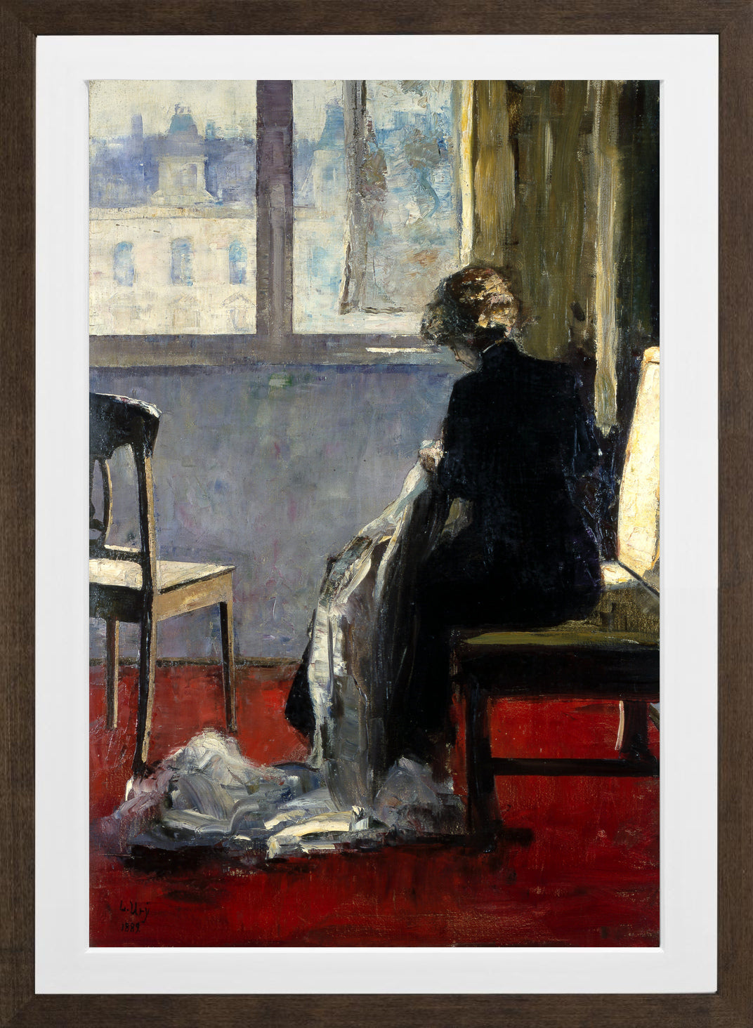 The Red Carpet (1890–1899) by Lesser Ury — brown frame