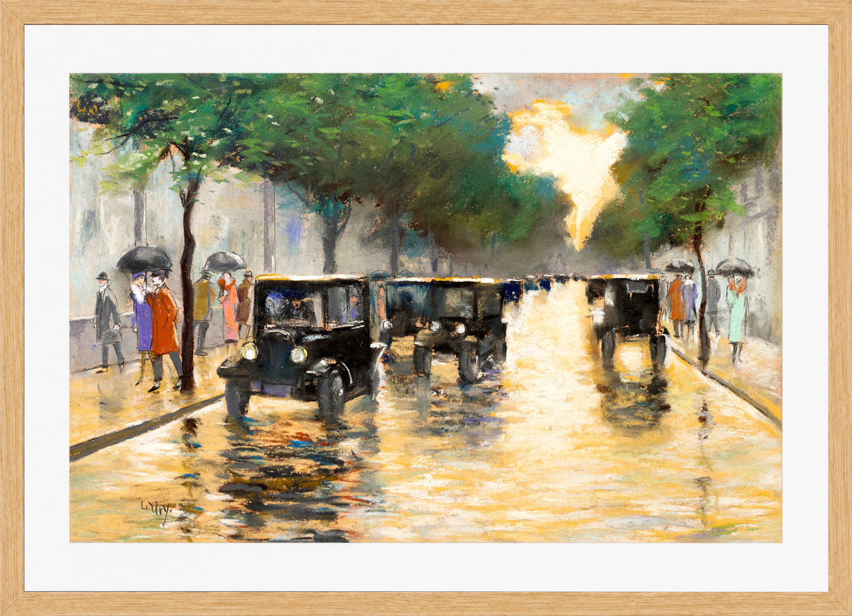 Tiergartenstrasse, Berlin (c. 1925) by Lesser Ury — oak frame