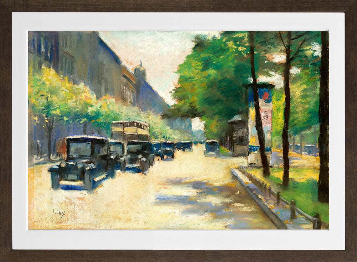 Unter den Linden, Berlin (c. 1925) by Lesser Ury — brown frame