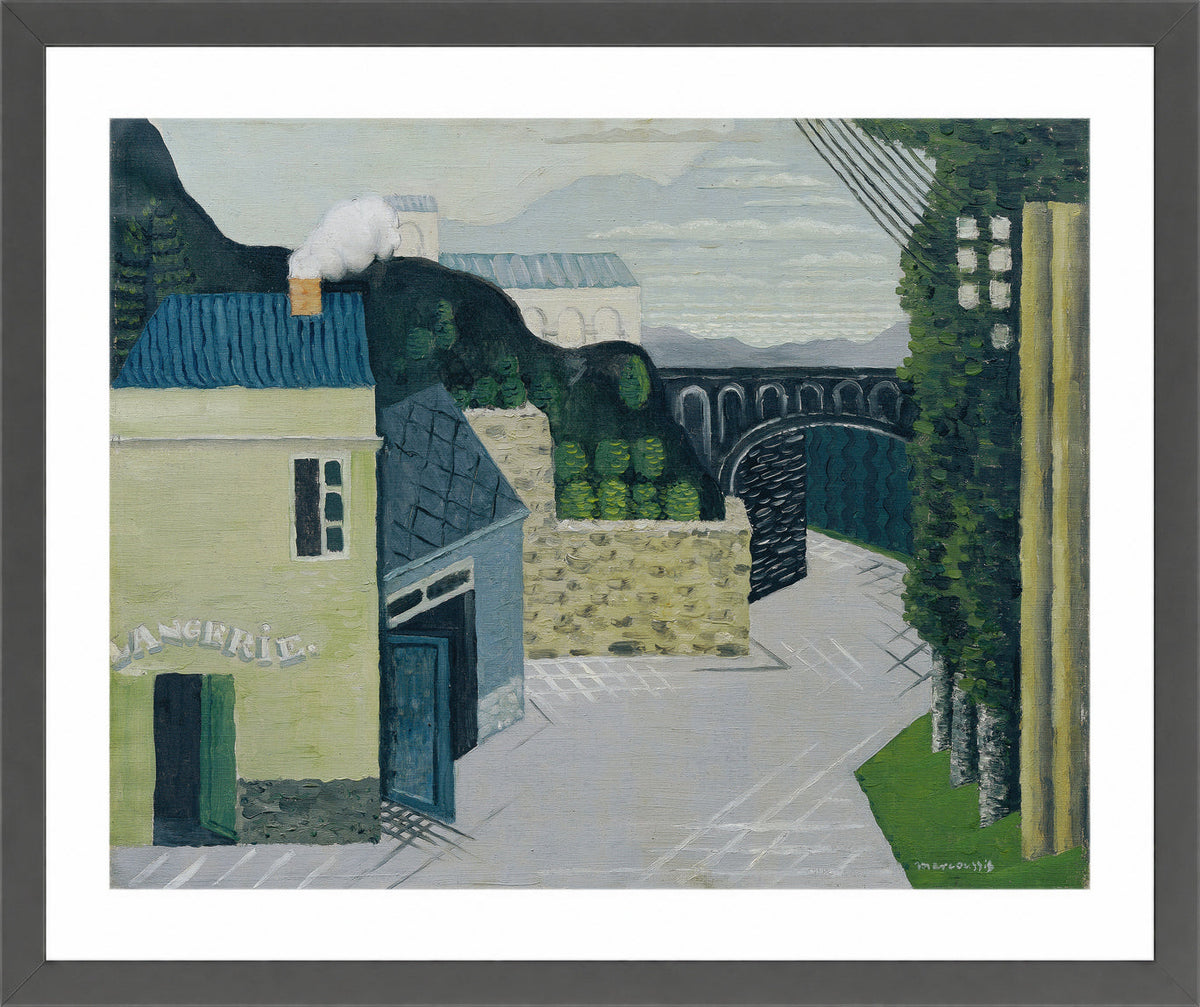 Louis Marcoussis Print, City with viaduct (1930) in a dark grey frame