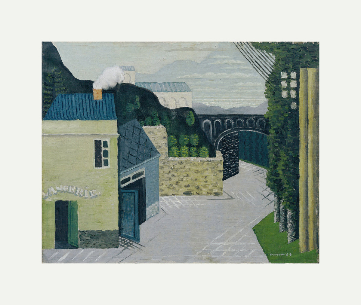 Louis Marcoussis Print, City with viaduct (1930) with an off-white border for rolled canvas
