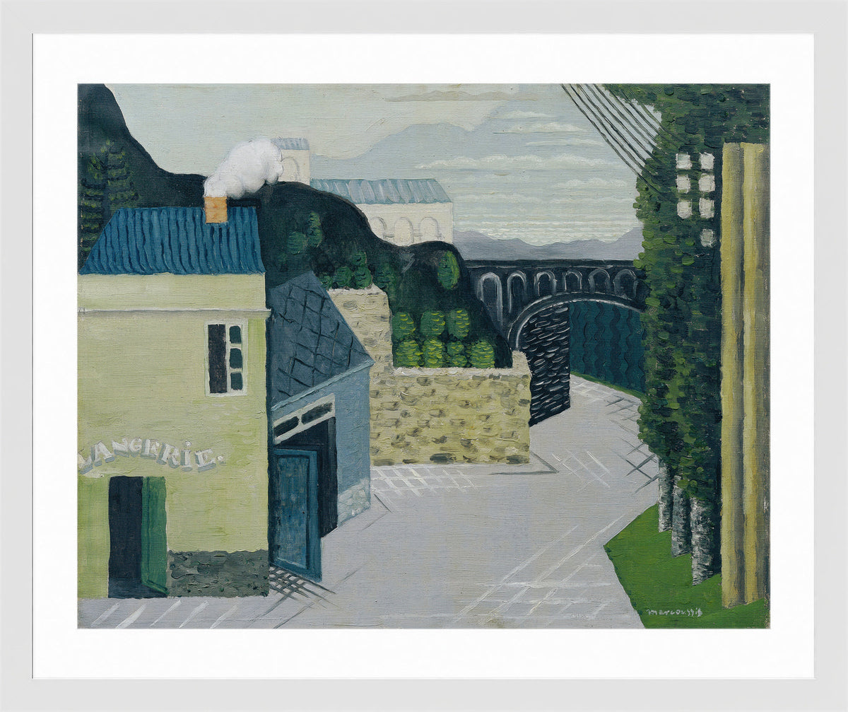 Louis Marcoussis Print, City with viaduct (1930) in a white frame