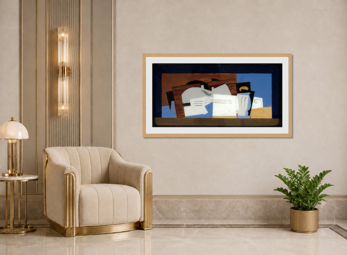 Louis Marcoussis Print, Composition (1921) displayed in an Art Deco interior