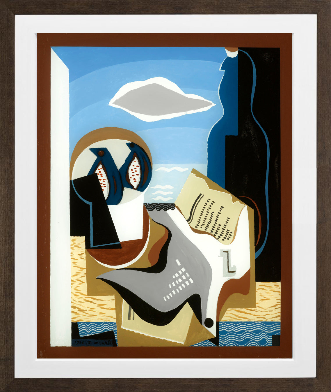 Louis Marcoussis Print, Composition À L’oiseau in a brown frame