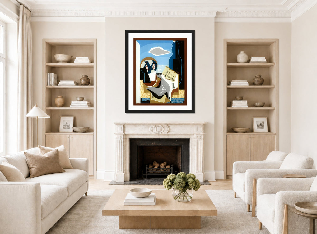 Louis Marcoussis Print, Composition À L’oiseau displayed in a Scandinavian living room