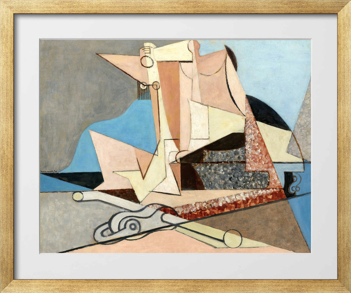 Louis Marcoussis Print, Figures Et Ancre Marine (1930) in a gold frame