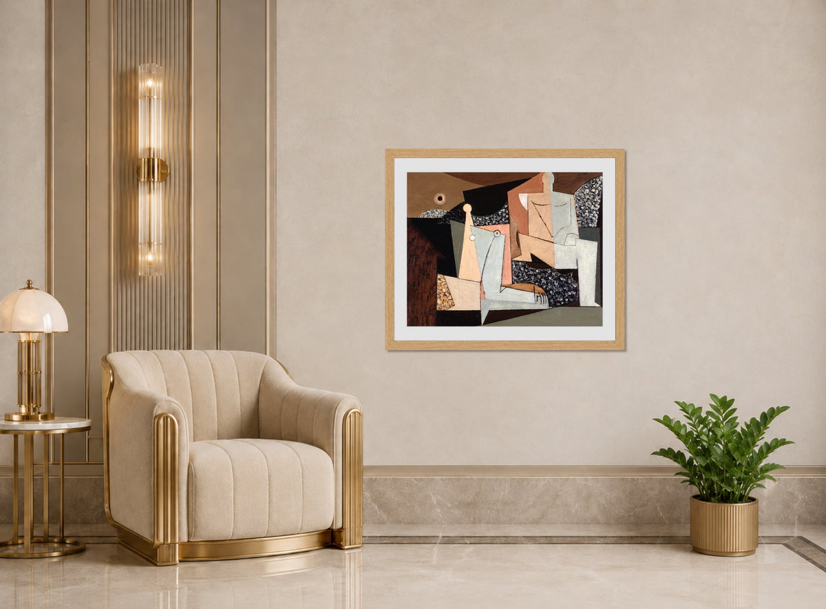 Louis Marcoussis Print, Figures on a Beach (1930) displayed in an Art Deco interior