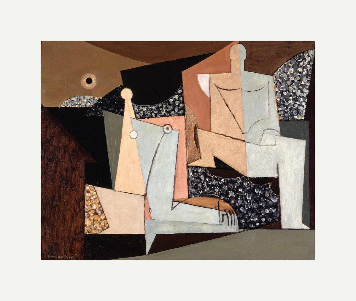 Louis Marcoussis Print, Figures on a Beach (1930) with an off-white border for rolled canvas