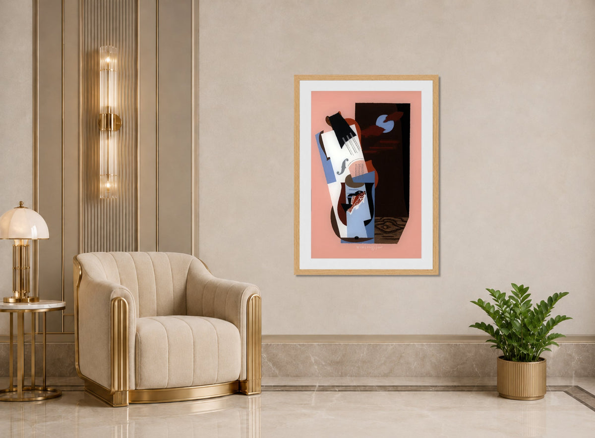 Louis Marcoussis Print, Fish (1926) displayed in an Art Deco interior
