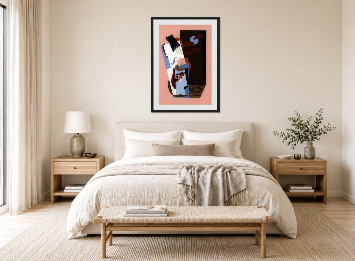 Louis Marcoussis Print, Fish (1926) displayed above a bed