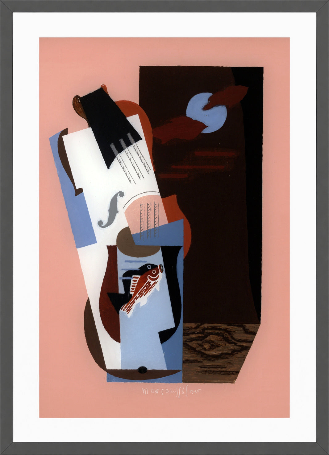 Louis Marcoussis Print, Fish (1926) in a dark grey frame