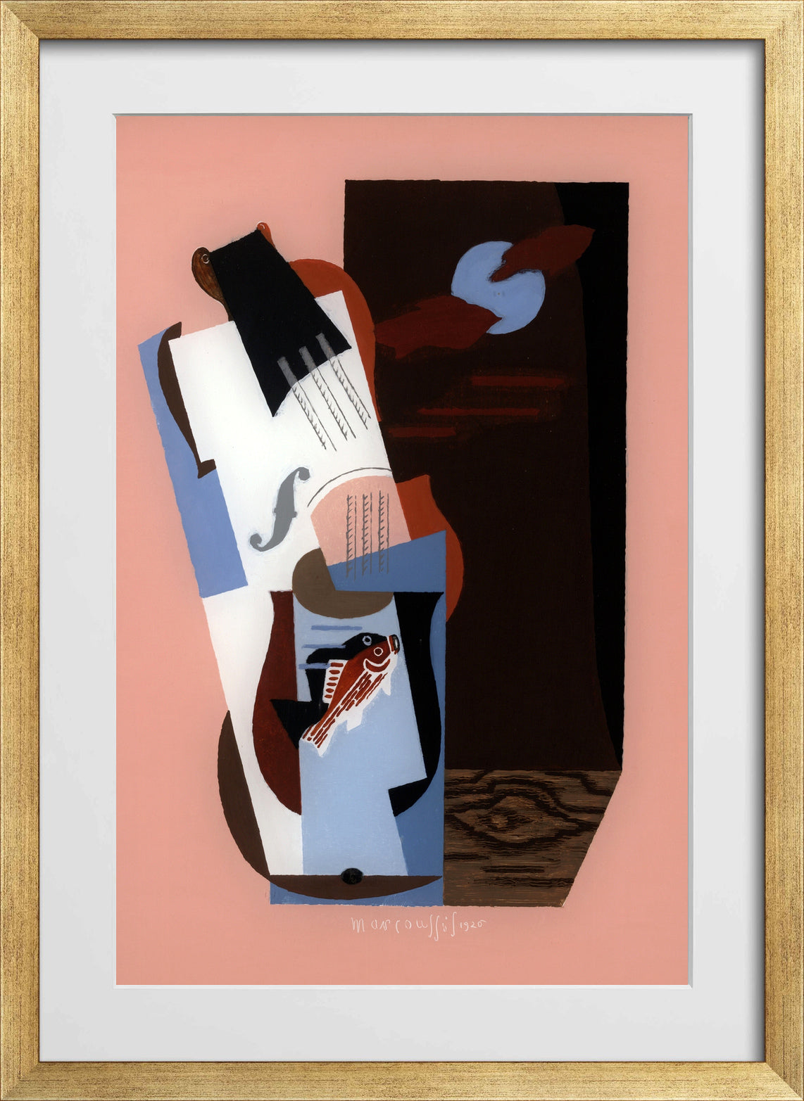 Louis Marcoussis Print, Fish (1926) in a gold frame