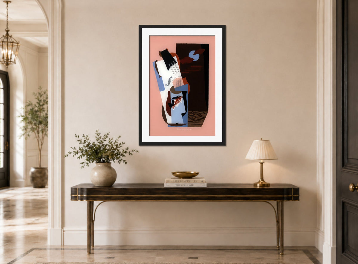 Louis Marcoussis Print, Fish (1926) displayed above a console table