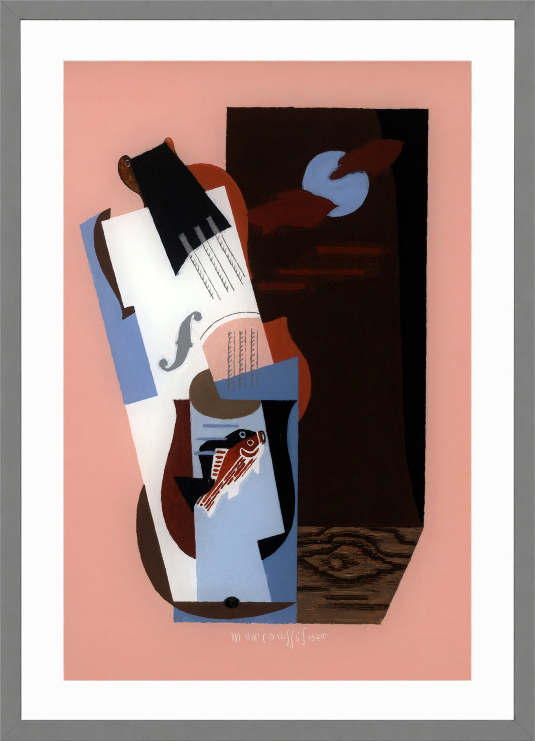 Louis Marcoussis Print, Fish (1926) in a light grey frame