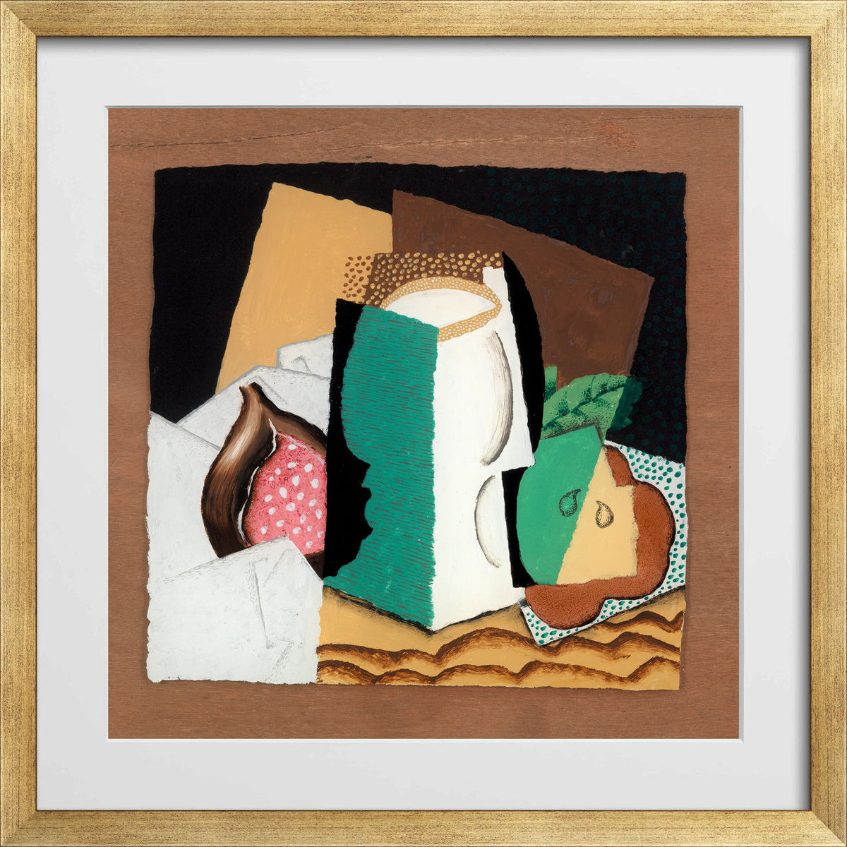 Louis Marcoussis Print, Glass and Fruit (Verre et fruits) (1921) in a gold frame