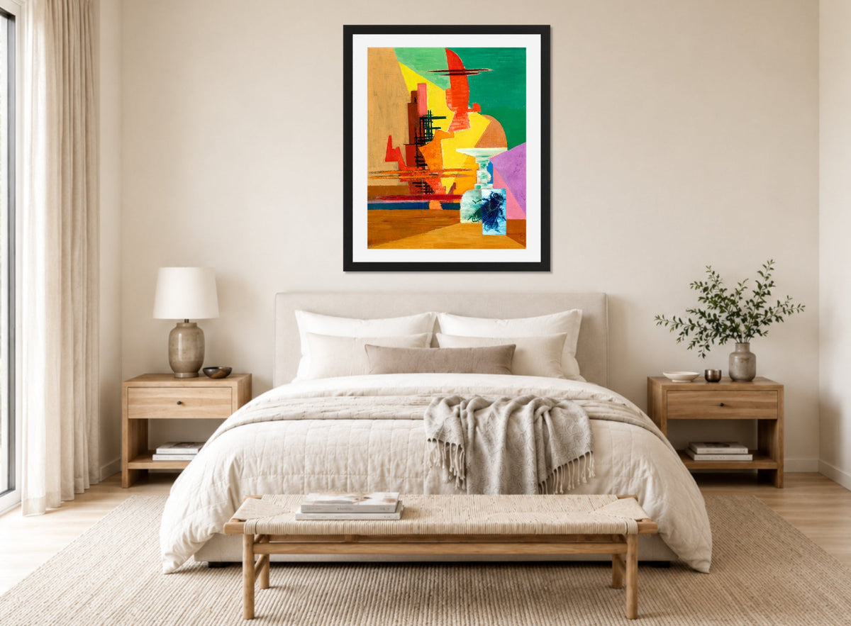 Louis Marcoussis Print, La Grande Mouche (1937) displayed above a bed