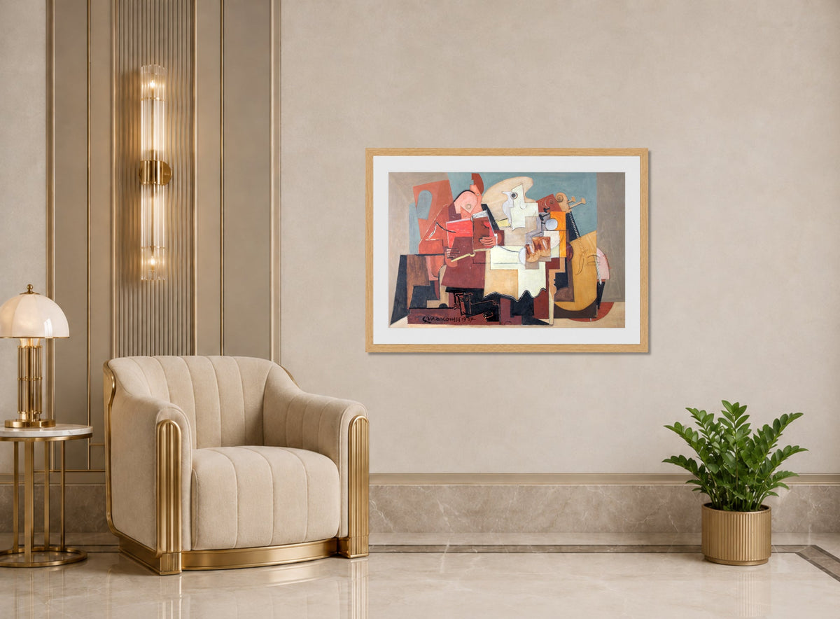 Louis Marcoussis Print, Le Lecteur (1937) displayed in an Art Deco interior
