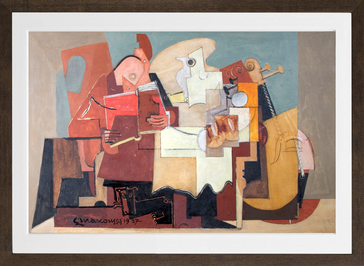Louis Marcoussis Print, Le Lecteur (1937) in a brown frame