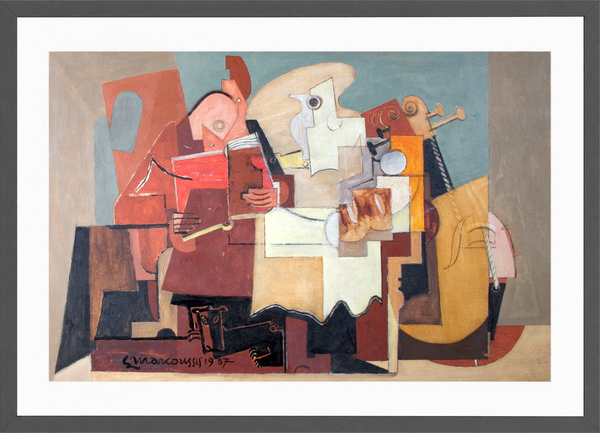 Louis Marcoussis Print, Le Lecteur (1937) in a dark grey frame