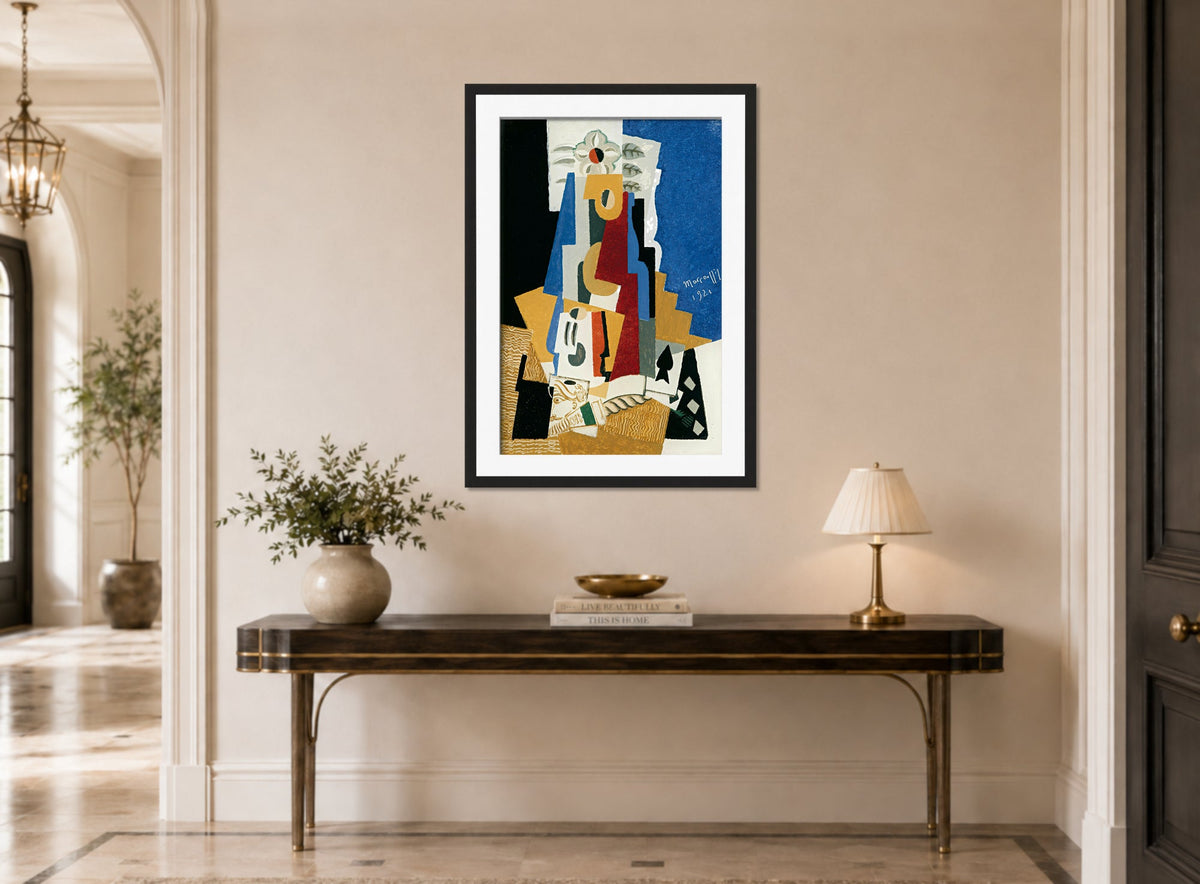 Louis Marcoussis Print, Nature Morte À L’as De Pique displayed above a console table