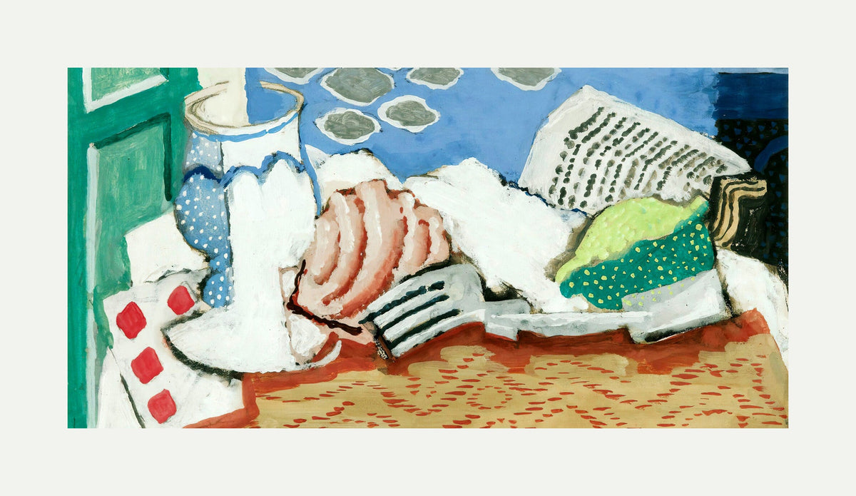Louis Marcoussis Print, Nature Morte Au Journal (circa 1925) with an off-white border for rolled canvas