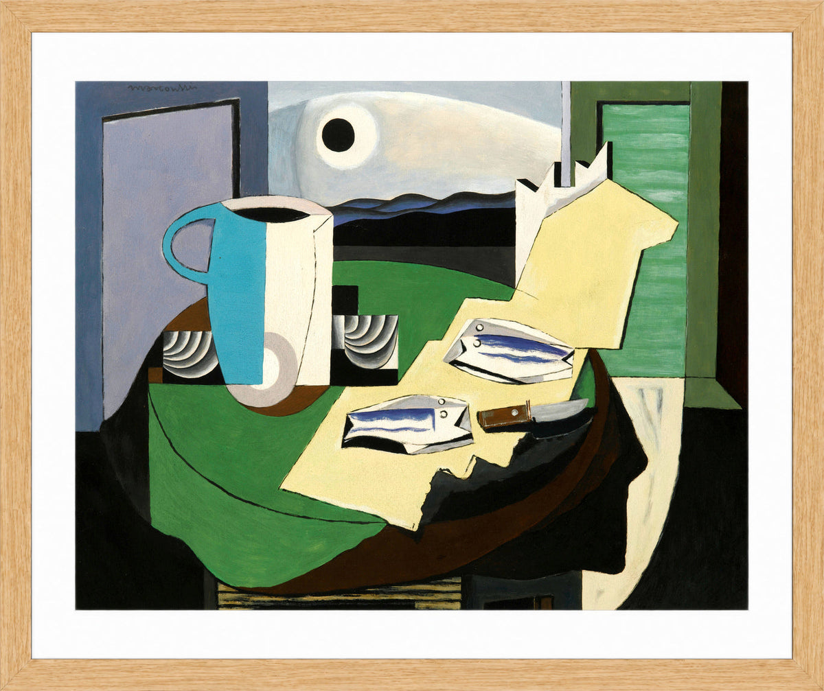 Louis Marcoussis Print, Nature Morte Aux Poissons Or Hyères Ii (circa 1928) in an oak frame