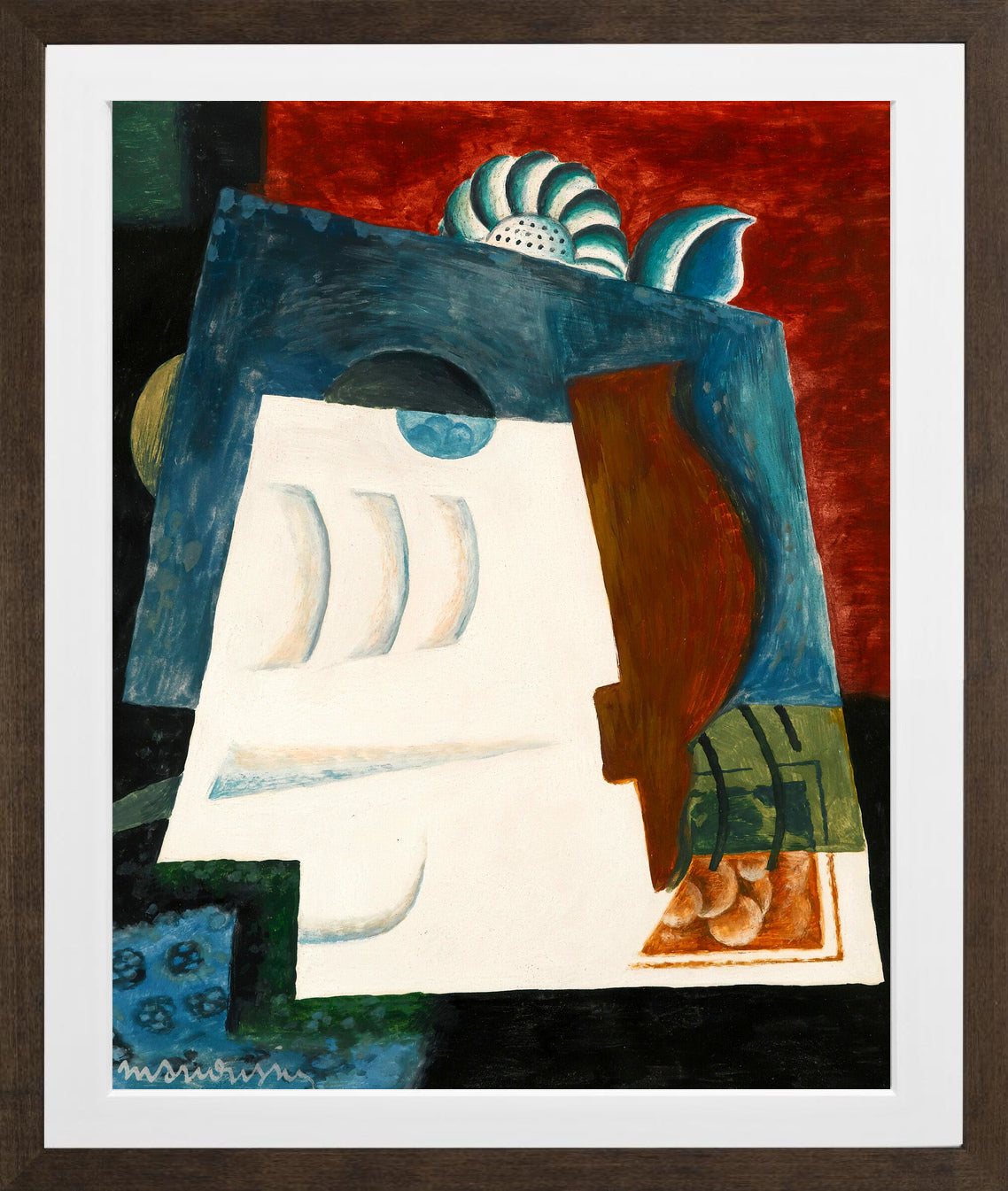 Louis Marcoussis Print, Nature Morte Avec Enveloppe in a brown frame
