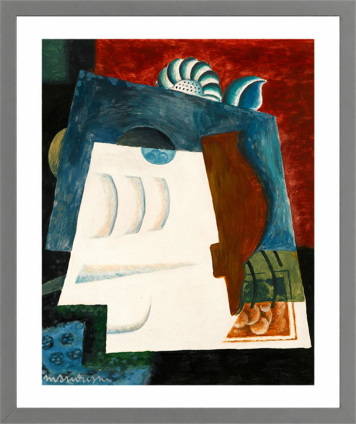 Louis Marcoussis Print, Nature Morte Avec Enveloppe in a light grey frame