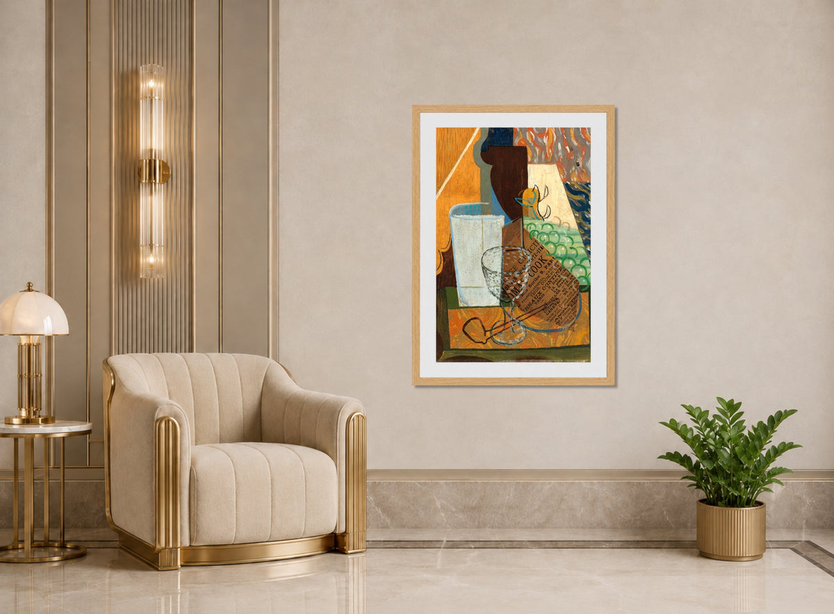 Louis Marcoussis Print, Nature Morte (circa 1912) displayed in an Art Deco interior