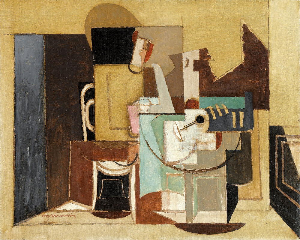 Louis Marcoussis Print, Personnage Assis À Une Table Ronde as an unframed print