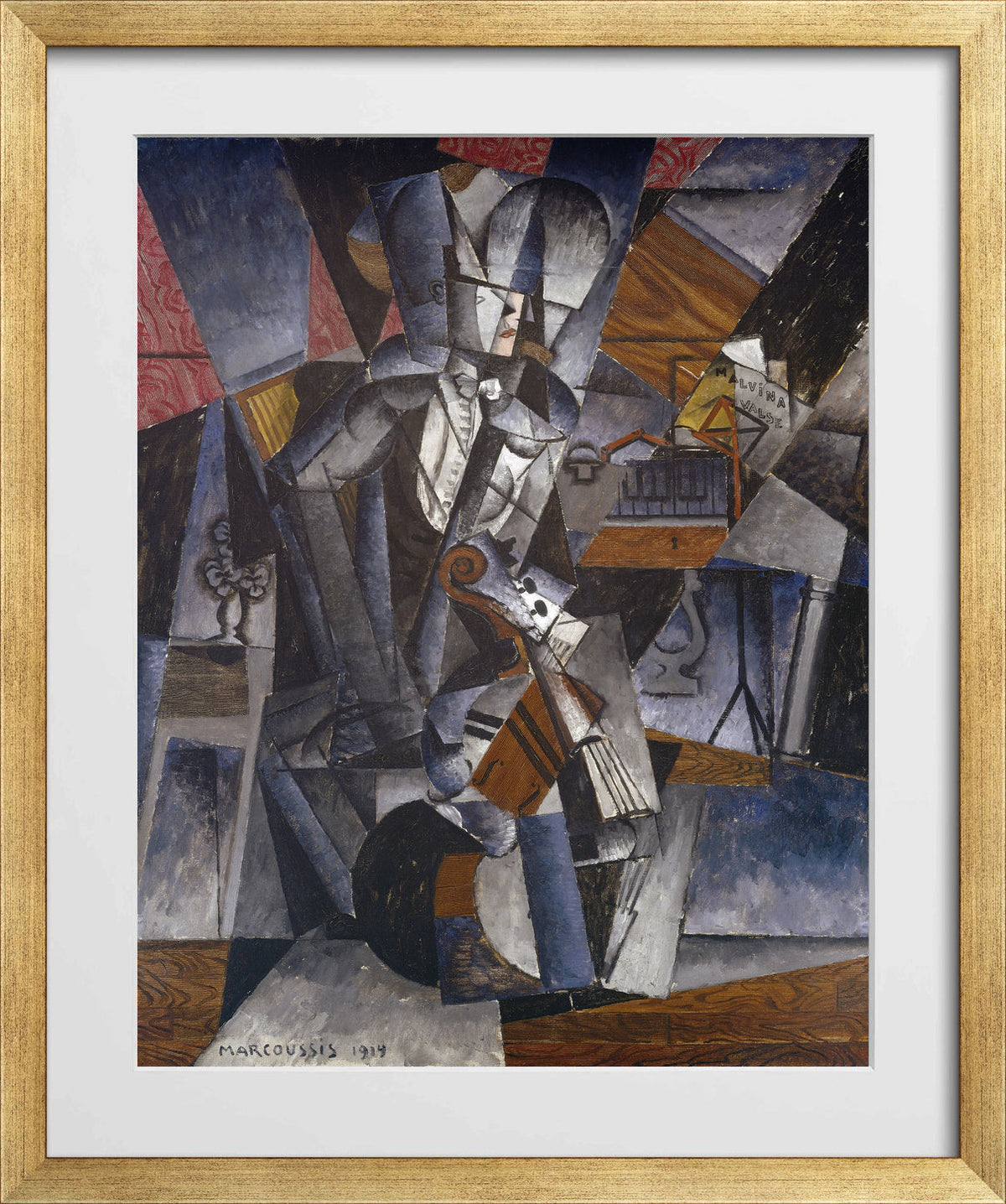 Louis Marcoussis Print, The Musician (1914) in a gold frame