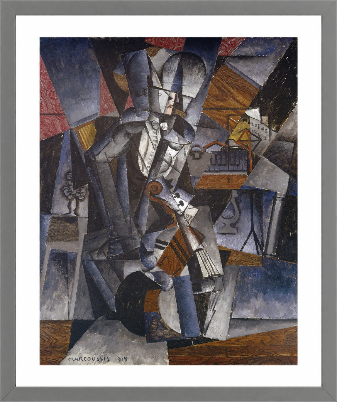 Louis Marcoussis Print, The Musician (1914) in a light grey frame