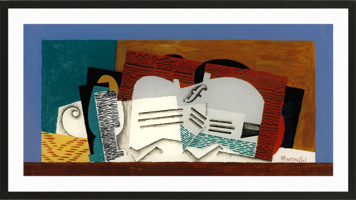 Louis Marcoussis Print, Verre Et Violon in a black frame