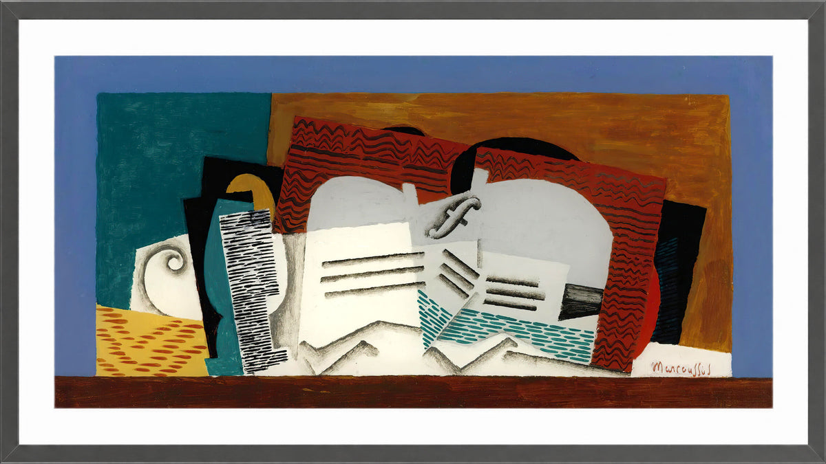 Louis Marcoussis Print, Verre Et Violon in a dark grey frame