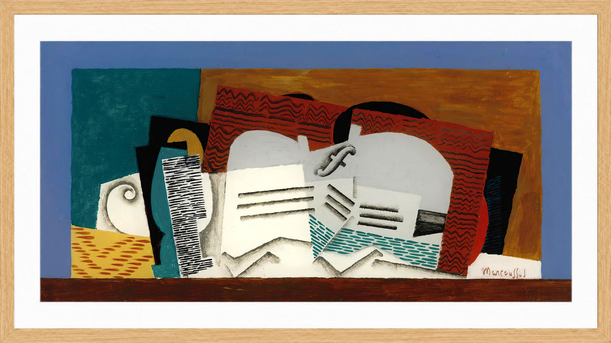 Louis Marcoussis Print, Verre Et Violon in an oak frame