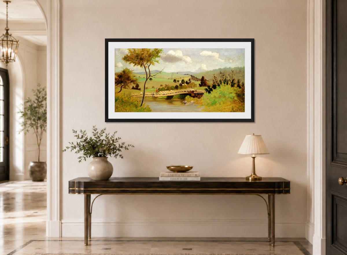 Louis Michel Eilshemius Print, Adirondacks: Bridge for Fishing — hallway
