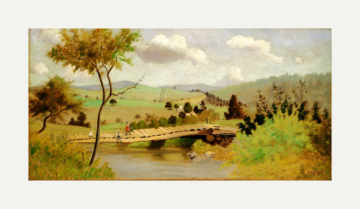 Louis Michel Eilshemius Print, Adirondacks: Bridge for Fishing — rolled canvas