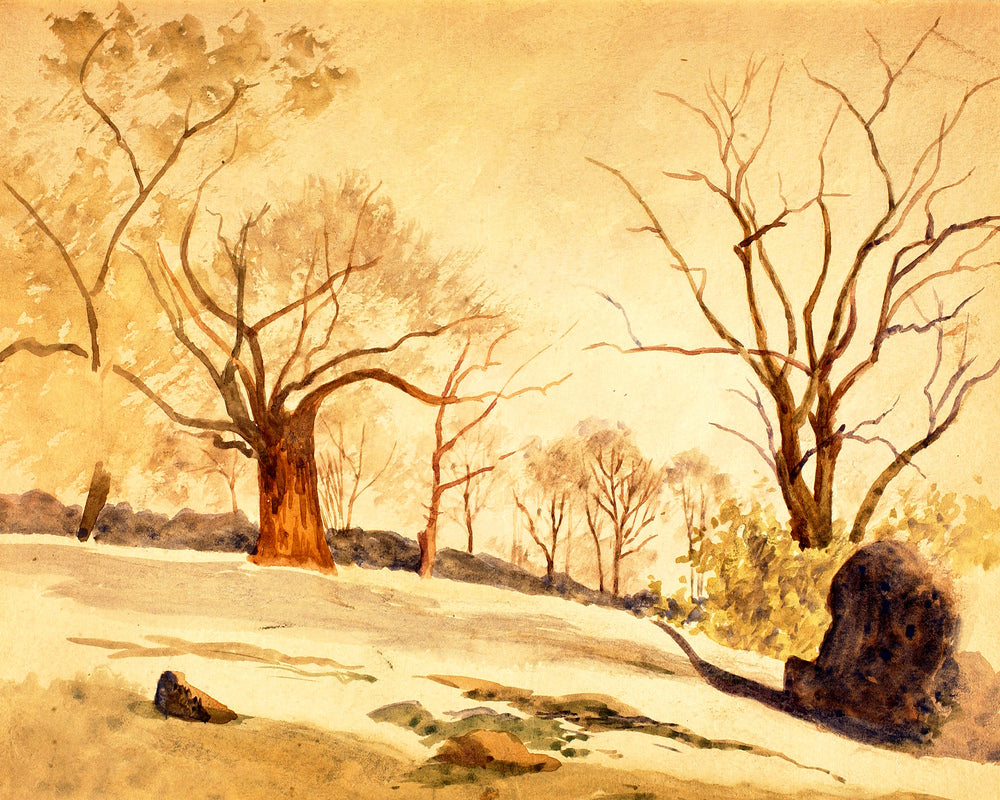 Louis Michel Eilshemius Print, Autumn Landscape — Bare Trees and Snow — unframed