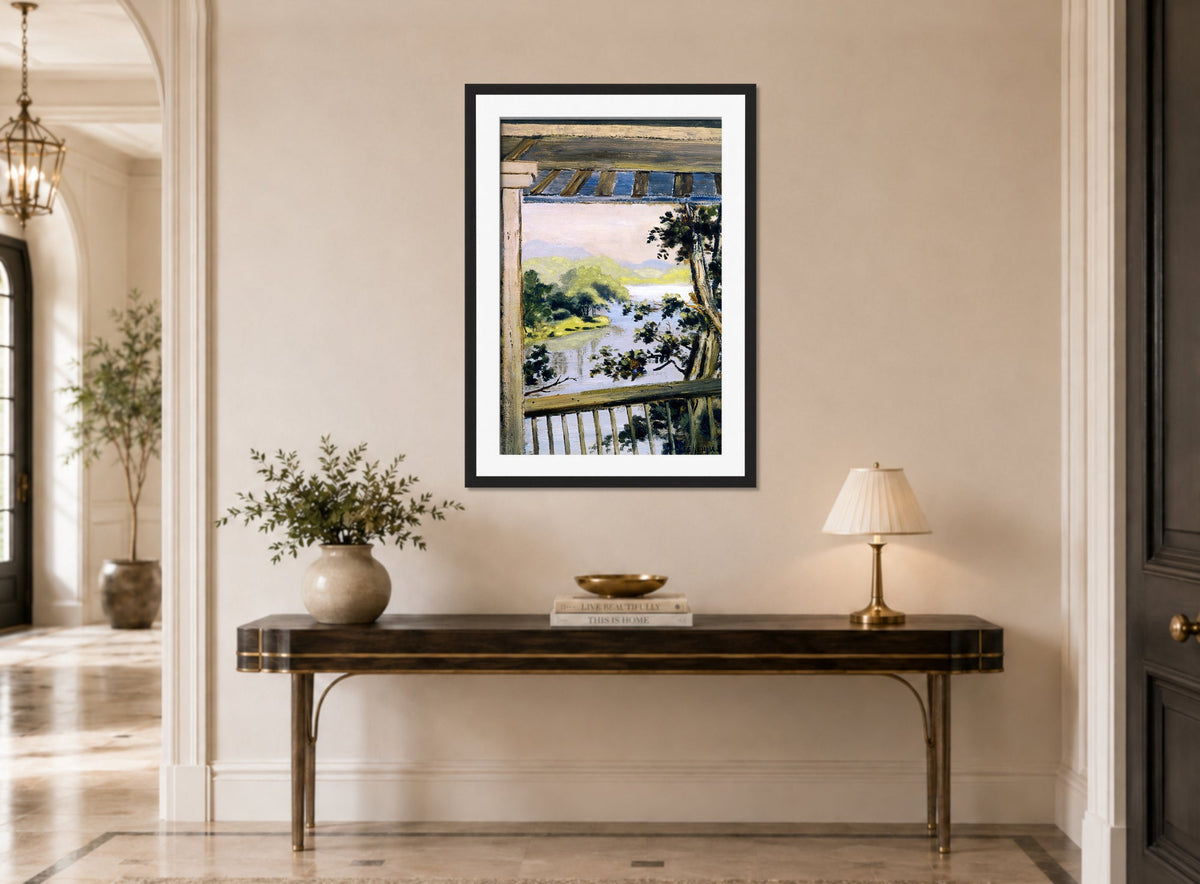 Louis Michel Eilshemius Print, Balcony, Delaware Water Gap — hallway