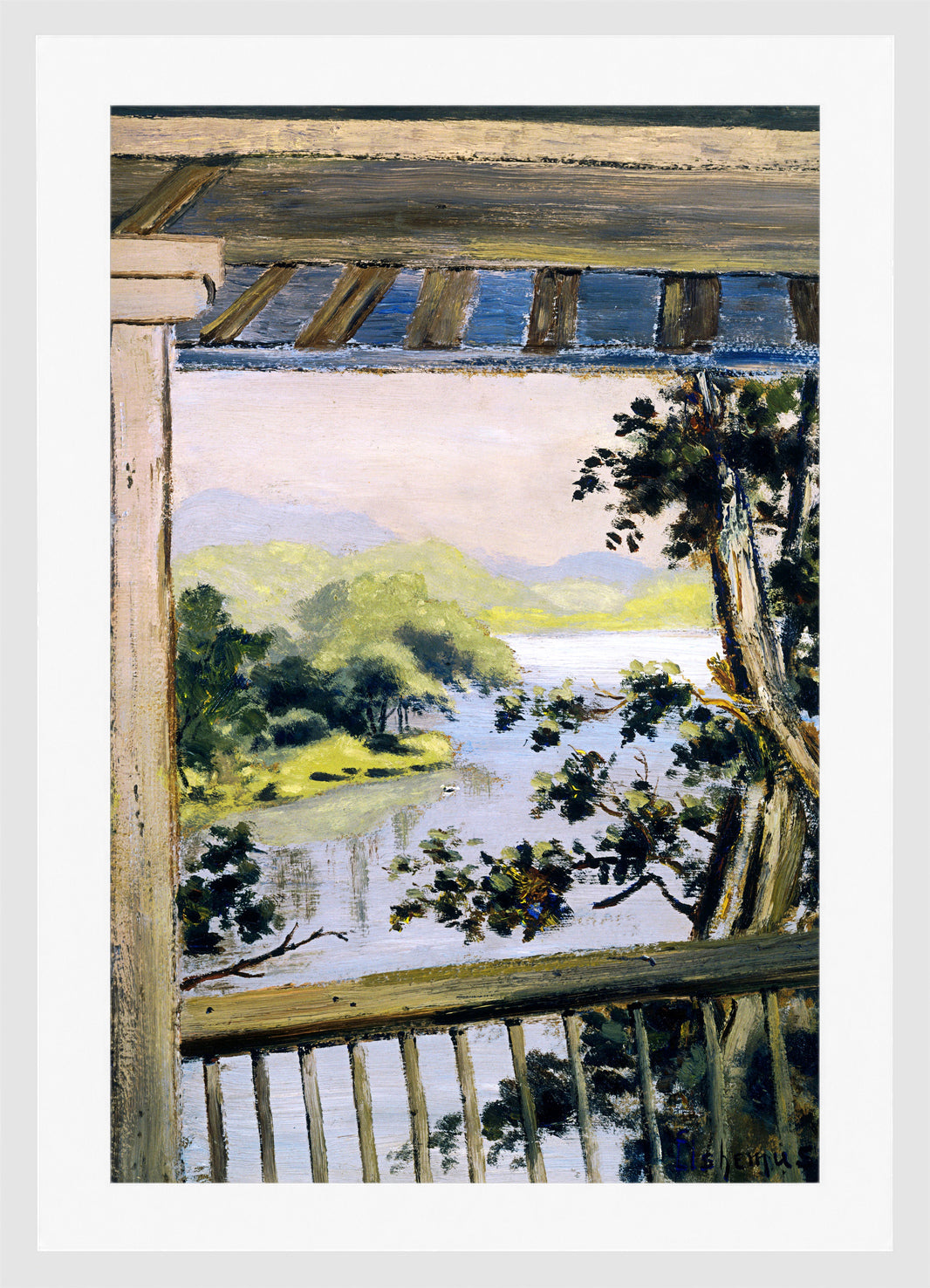 Louis Michel Eilshemius Print, Balcony, Delaware Water Gap — white frame
