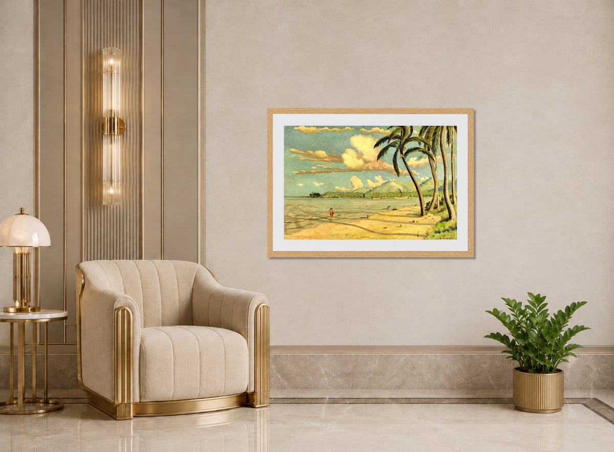 Louis Michel Eilshemius Print, Beach at Apia, Samoa (1905) — art deco roomset